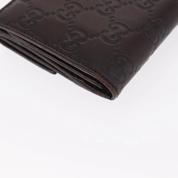 GUCCI GG Canvas Guccissima Long Wallet Leather Brown Gold - Picture 9 of 16
